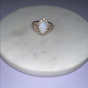Bomb Party October Elegant Opal and Diamond CZ Ring